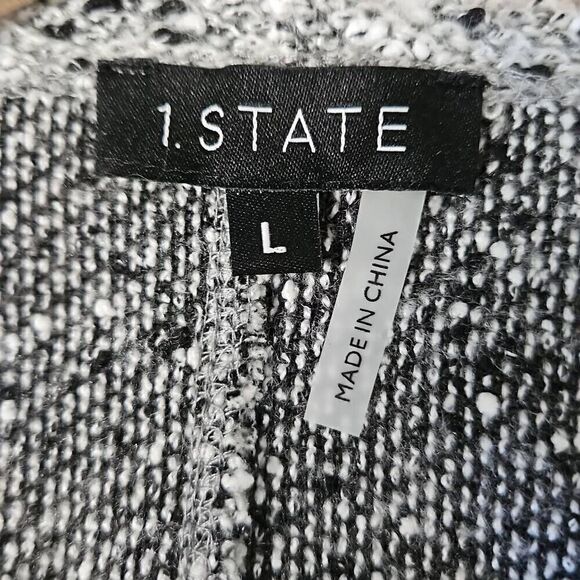 1. STATE Lavender Fields V-Neck Marled Surplice Top Ecru Grey Large - Picture 3 of 7